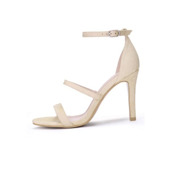 Beige Stiletto Heels Triple Straps High Heels Size 6 - Picture 5 of 5